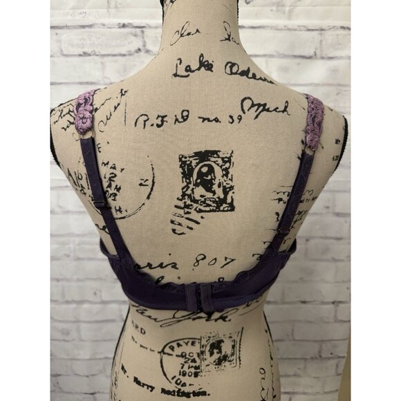 NATORI Size 38D Body Double With Lace Full Fit Bra Purple Underwire Cups 136001 - Picture 3 of 10